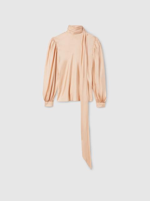 Silk twill shirt with ribbon