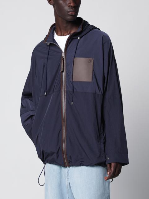 Navy technical micro-ripstop hooded jacket