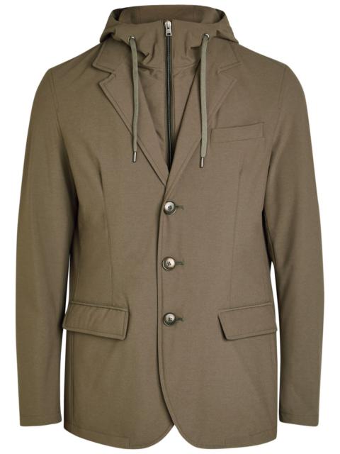 Herno Hooded-insert Layered Nylon Blazer Jacket