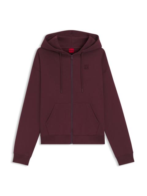 COTTON-TERRY ZIP-UP HOODIE WITH STACKED-LOGO EMBROIDERY
