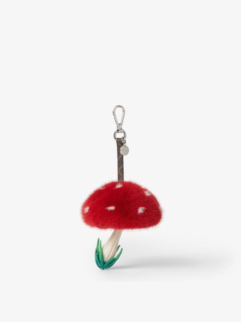 Mushroom Charm Multicolored leather and red mink charm