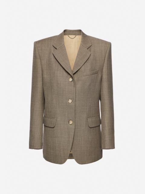 Single-breasted wool and mohair blazer in beige