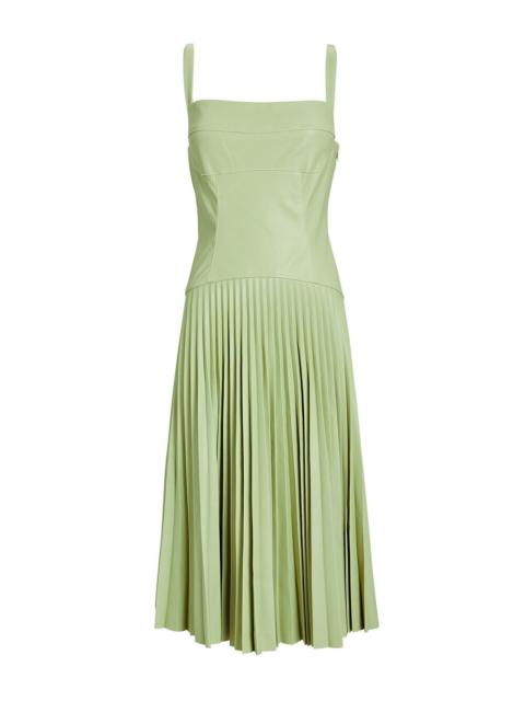 Pleated Faux Leather Midi Dress