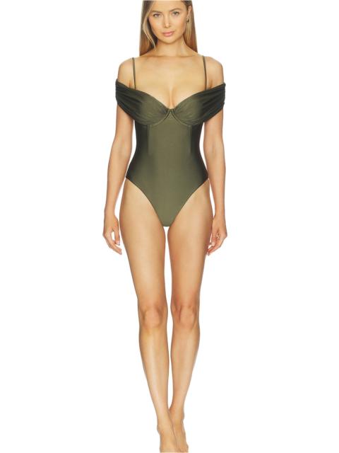 Calix Draped Bustier Cup One Piece Swimsuit