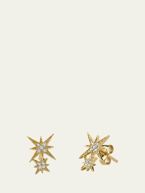 14k Pave Diamond Double Starburst Stud Earring