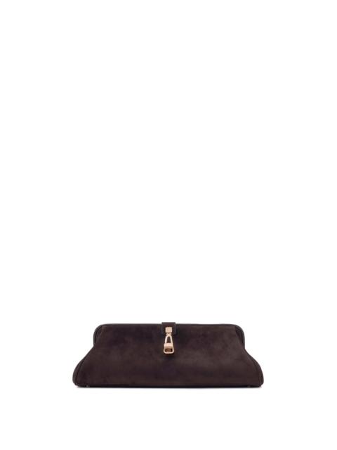 Paola Clutch in Dark Brown Suede
