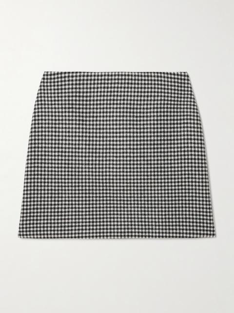 Coci Velvet-trimmed Houndstooth Wool Mini Skirt