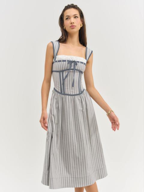 Linen Stripe Midi Dress
