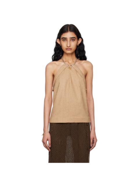Tan Halter Neck Tank Top