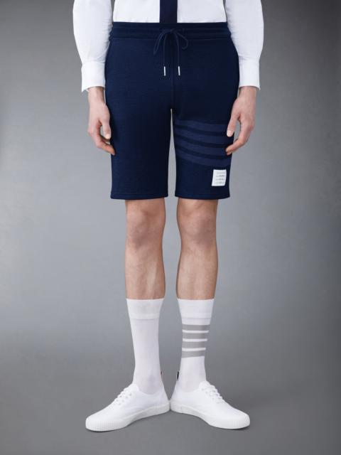 Navy Cotton Loopback Tonal 4-Bar Sweat Shorts