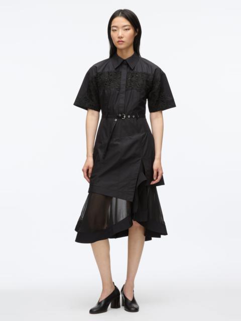 Cascade Hem Shirt Dress with Lace