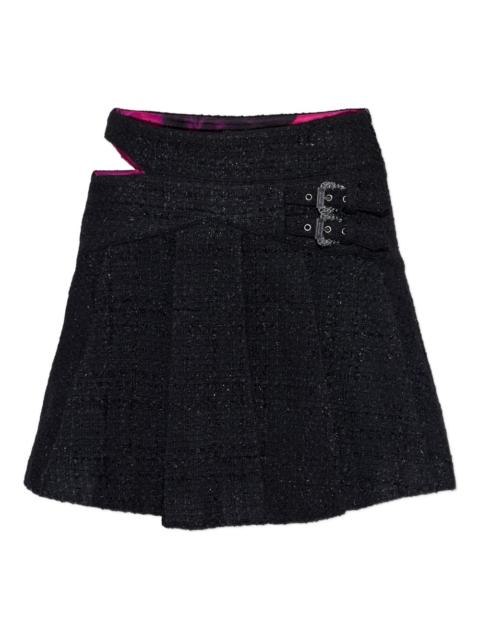 buckled cut-out mini pleated skirt
