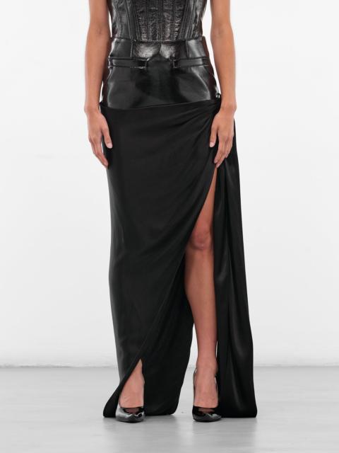 Black Hybrid Slit Long Skirt