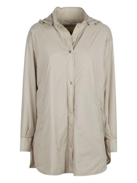 hooded button-fastening jacket