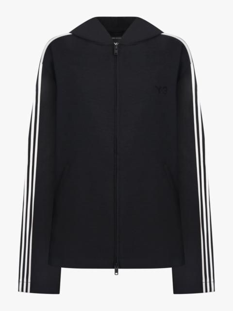 ZIP UP HOODIE WIRE TRACK JACKET WITH STRIPE DETAIL | BLACK/WHITE