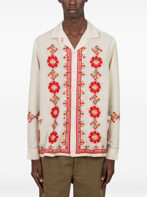 floral-embroidered revere shirt