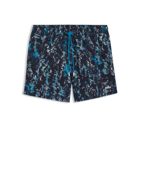 PRINTED SWIM SHORTS WITH LOGO DETAIL