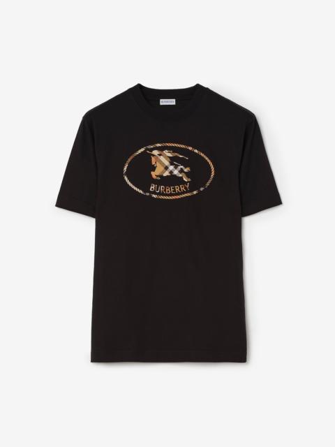 Check Knight Stamp Cotton T-shirt