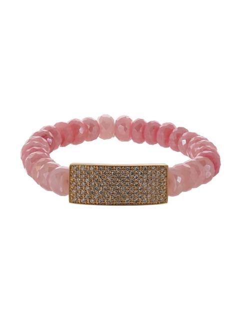 Pink Opal Diamond Pave ID Bar Bracelet