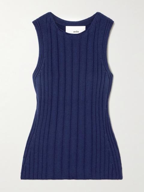 Bosherton Ribbed Cotton, Silk And Cashmere-blend Tank