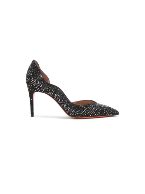 Women's black suede and strass high-heel pump