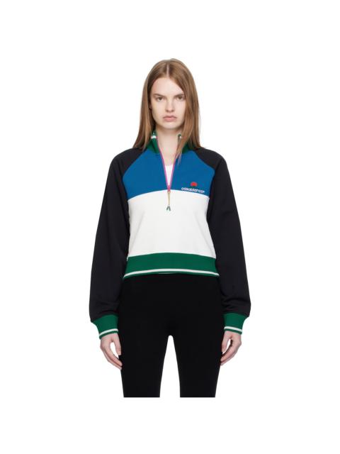 Multicolor Quarter Zip Colorblock Sweatshirt