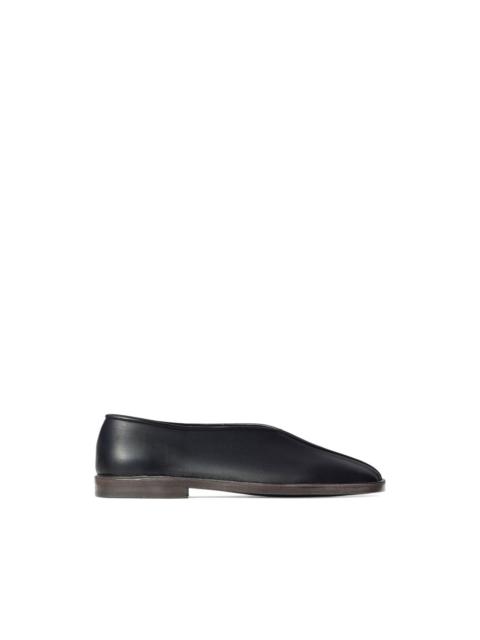 square-toe leather loafers