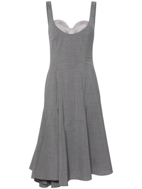corset-style midi wool dress