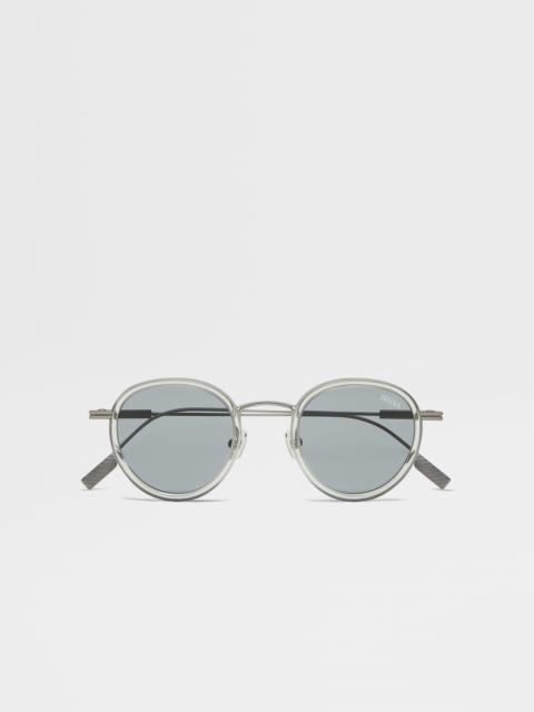TRANSPARENT LIGHT GREEN TITANIUM AND ACETATE SUNGLASSES