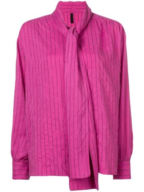 striped pussy bow blouse