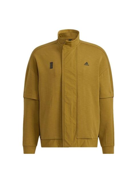 Men's adidas Wj Kn Mid Martial Arts Series Logo Sports Jacket Earthy Yellow H39319