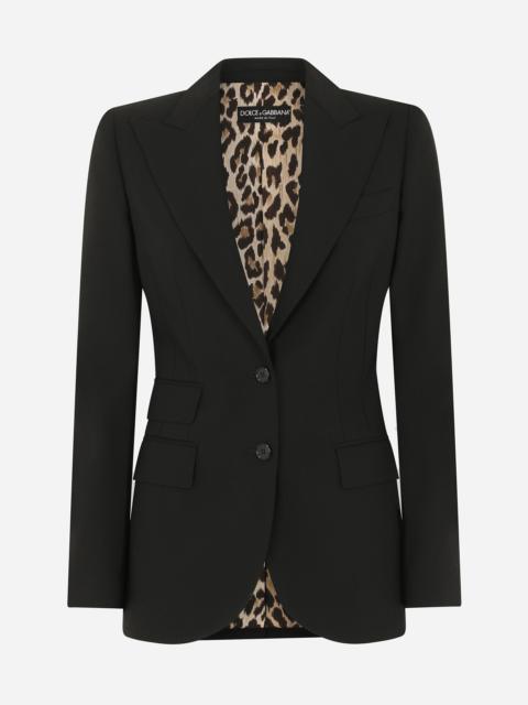 Single-breasted woolen Turlington blazer