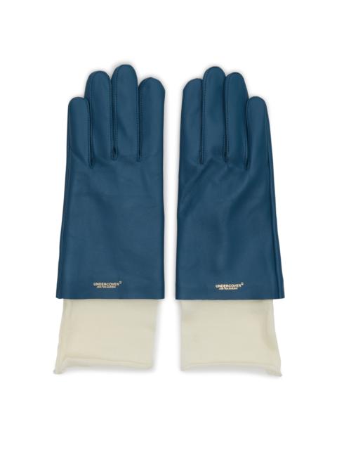 Blue Layered Leather Gloves