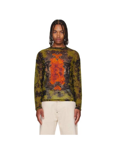 Black & Khaki 'The Oversized Médaillon' Top