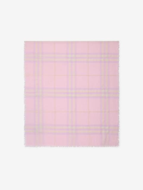 Wide Check Wool Scarf