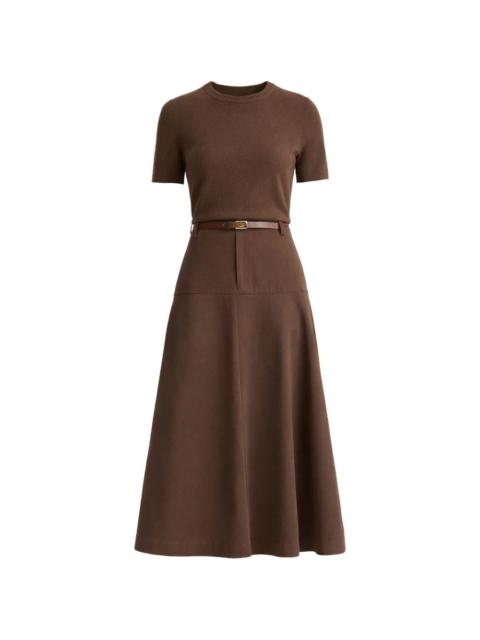 belted A-line midi skirt