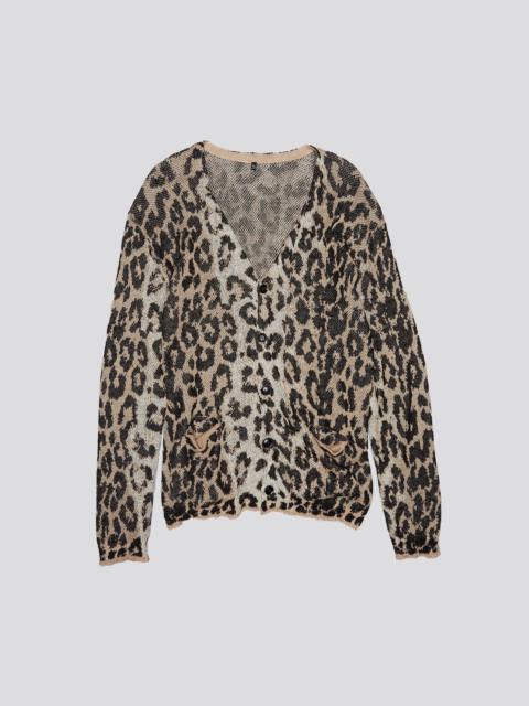 BOYFRIEND CARDIGAN - LIGHT LEOPARD JACQUARD