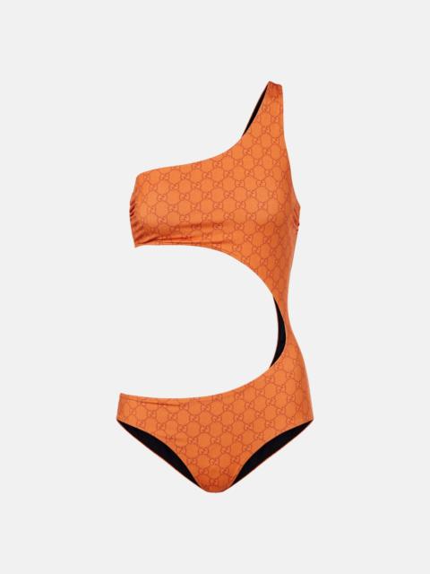 GG cutout one-shoulder swimsuit