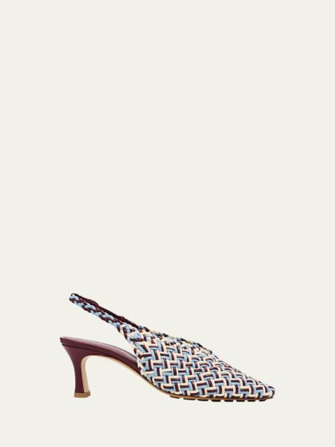 60mm Sofia Intrecciato Leather Slingback Pumps