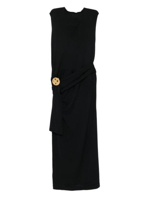 V-neck draped maxi dress