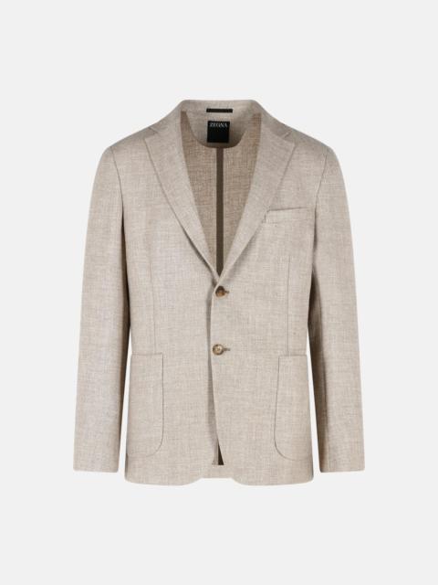 'DROP 7' BEIGE WOOL AND LINEN JACKET