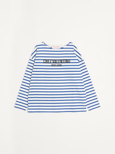 LONG-SLEEVED COTTON T-SHIRT WITH CHEZ VALENTINO PRINT