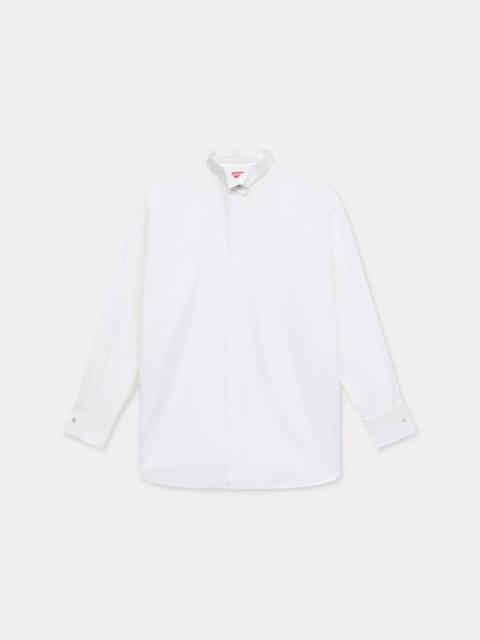 Stand collar oversized shirt in cotton poplin