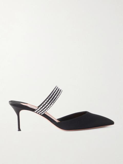 Luce 65 Crystal-embellished Satin Mules