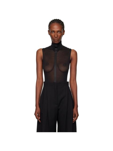 Black Sleeveless Tuxedo Bodysuit