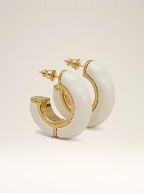 WHITE BRASS HAMMERED LACQUERED EARRINGS