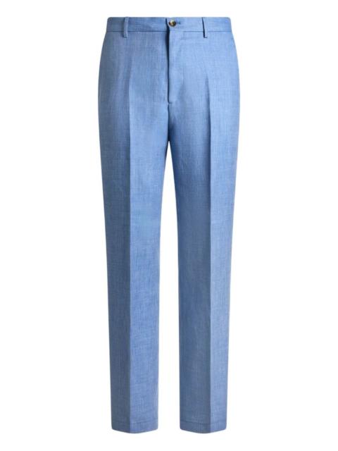 elastic-waist linen trousers