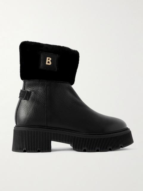 Turin 6 shearling-trimmed textured-leather ankle boots Black