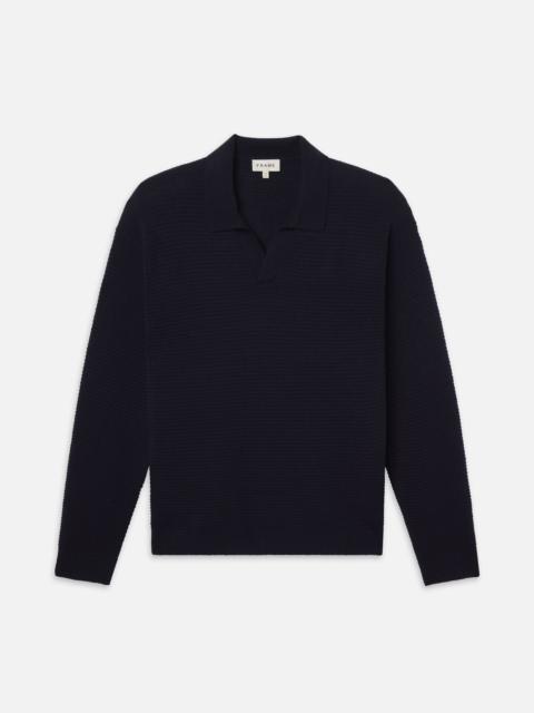 Textured Wool Cashmere Sweater in Dark Navy