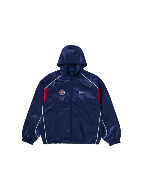 Supreme Satin Hooded Track Jacket Navy